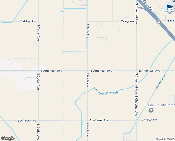 map of restaurants, bars, coffee shops, grocery stores, and more near East American Avenue & South Maple Avenue in Fresno
