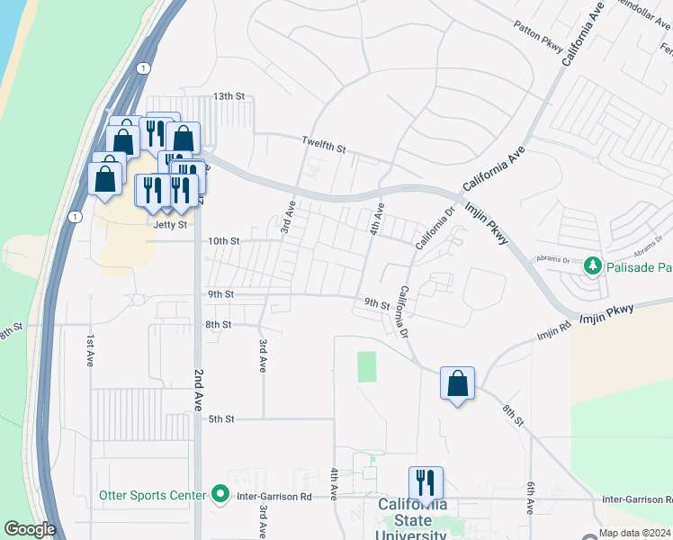 map of restaurants, bars, coffee shops, grocery stores, and more near in Marina