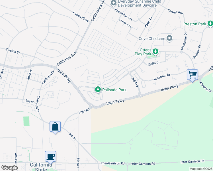 map of restaurants, bars, coffee shops, grocery stores, and more near 2943 Abrams Drive in Marina