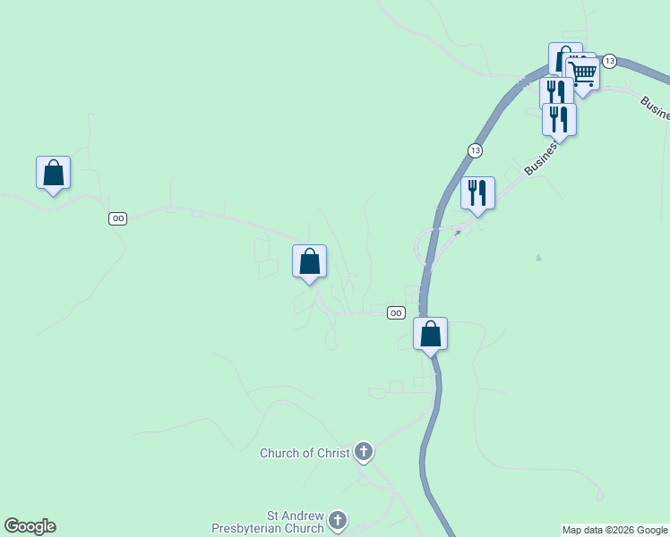 map of restaurants, bars, coffee shops, grocery stores, and more near 116 Starrville Lane in Reeds Spring