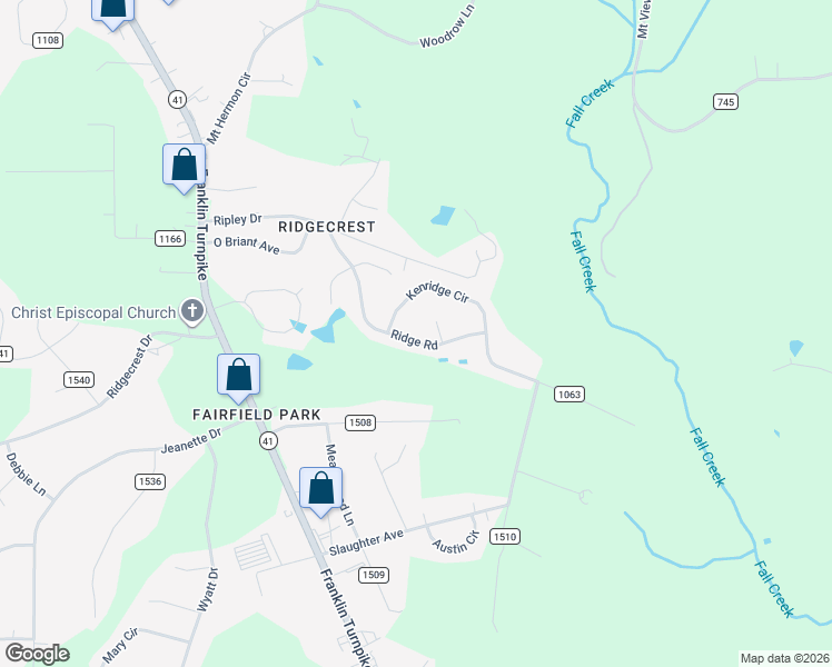 map of restaurants, bars, coffee shops, grocery stores, and more near 2421 Ridge Road in Danville