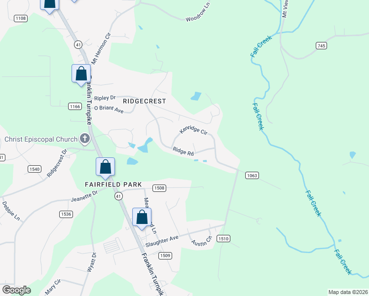 map of restaurants, bars, coffee shops, grocery stores, and more near 2421 Ridge Road in Danville