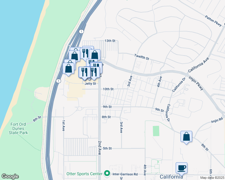 map of restaurants, bars, coffee shops, grocery stores, and more near 3012 Lighthouse Lane in Marina