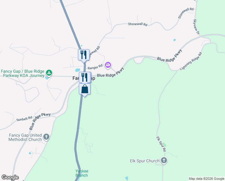 map of restaurants, bars, coffee shops, grocery stores, and more near in Fancy Gap