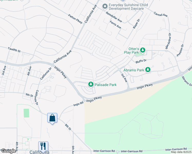 map of restaurants, bars, coffee shops, grocery stores, and more near Old Baldy Court in Marina