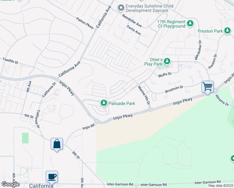 map of restaurants, bars, coffee shops, grocery stores, and more near 2962 Bluffs Drive in Marina