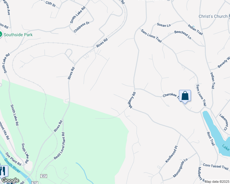 map of restaurants, bars, coffee shops, grocery stores, and more near 1012 Oakwood Court in Martinsville