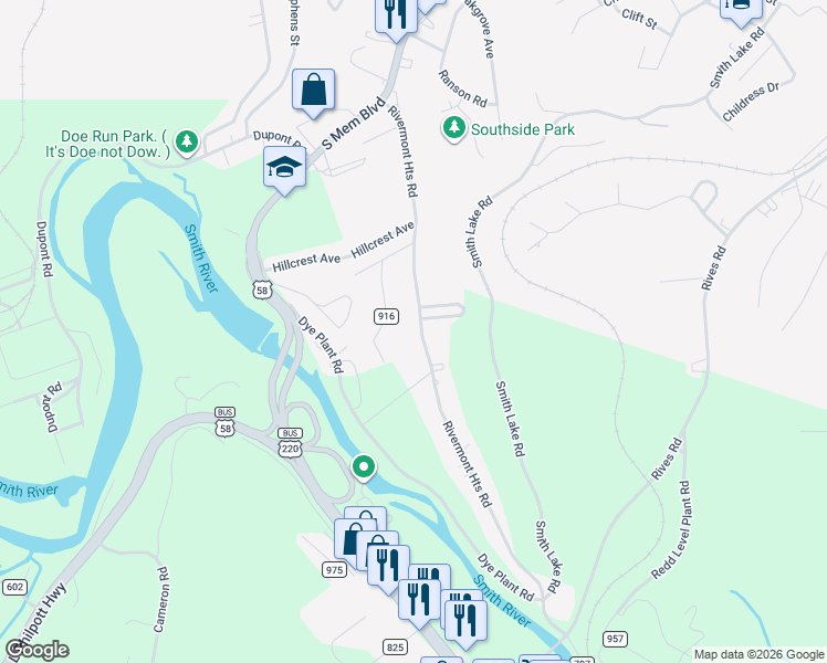 map of restaurants, bars, coffee shops, grocery stores, and more near 1436-1478 County Road 707 in Martinsville