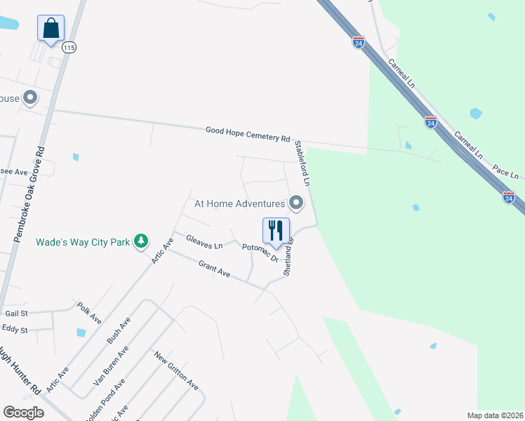 map of restaurants, bars, coffee shops, grocery stores, and more near 425 Filmore Road in Oak Grove