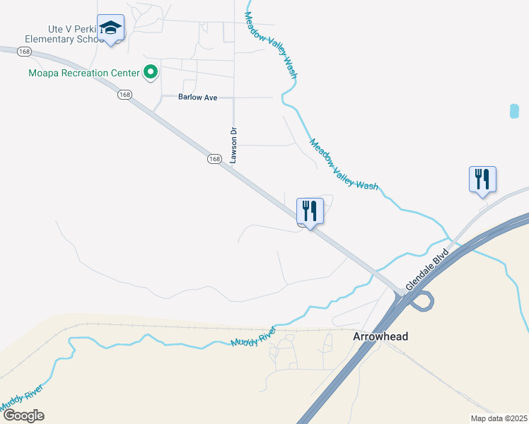map of restaurants, bars, coffee shops, grocery stores, and more near 1711 Nevada 168 in Moapa Valley