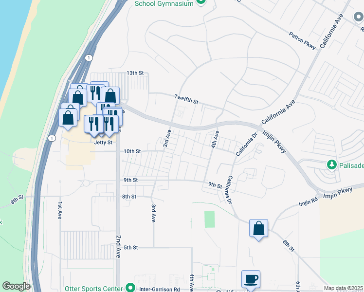 map of restaurants, bars, coffee shops, grocery stores, and more near 2757 Sea Glass Avenue in Marina