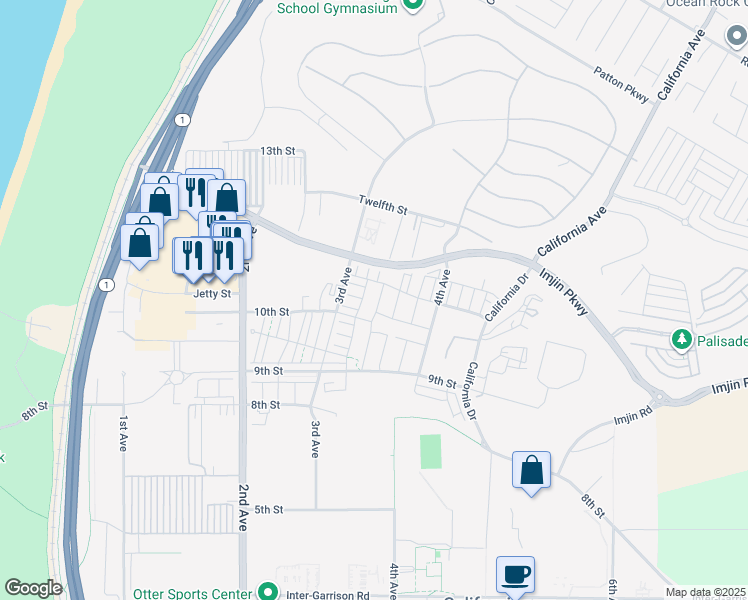 map of restaurants, bars, coffee shops, grocery stores, and more near 2757 Sea Glass Avenue in Marina