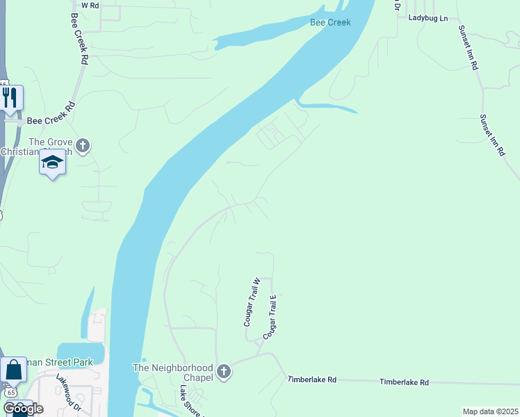 map of restaurants, bars, coffee shops, grocery stores, and more near 142 Alexander Avenue in Branson
