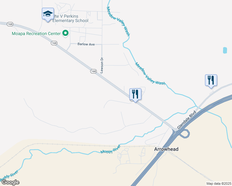 map of restaurants, bars, coffee shops, grocery stores, and more near 1711 Nevada 168 in Moapa Valley