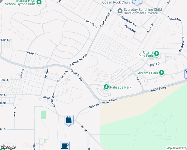 map of restaurants, bars, coffee shops, grocery stores, and more near 2967 Rainier Way in Marina