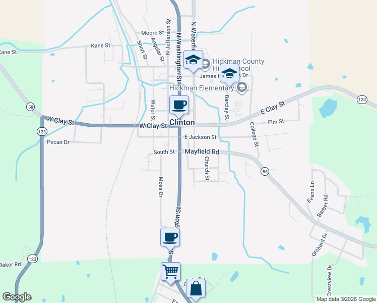 map of restaurants, bars, coffee shops, grocery stores, and more near 211 Mayfield Road in Clinton