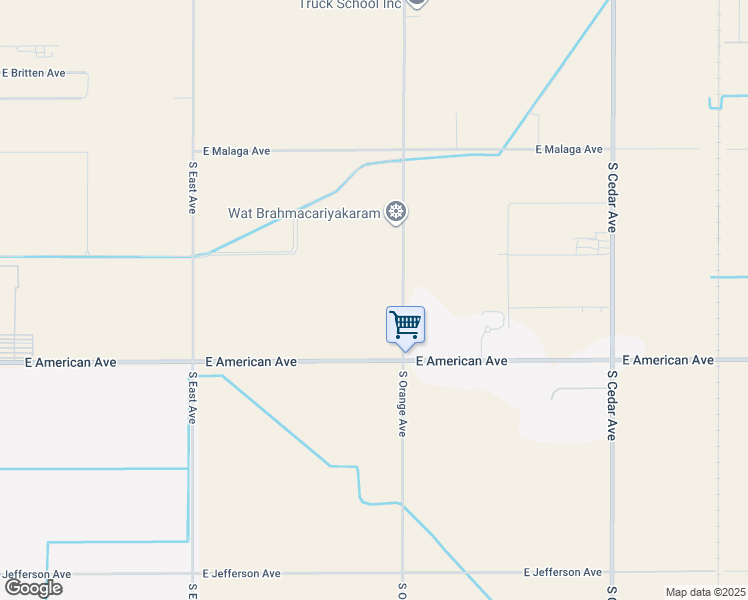 map of restaurants, bars, coffee shops, grocery stores, and more near 4655 South Orange Avenue in Fresno