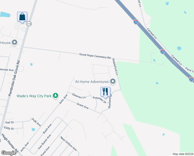 map of restaurants, bars, coffee shops, grocery stores, and more near 413 Filmore Road in Oak Grove