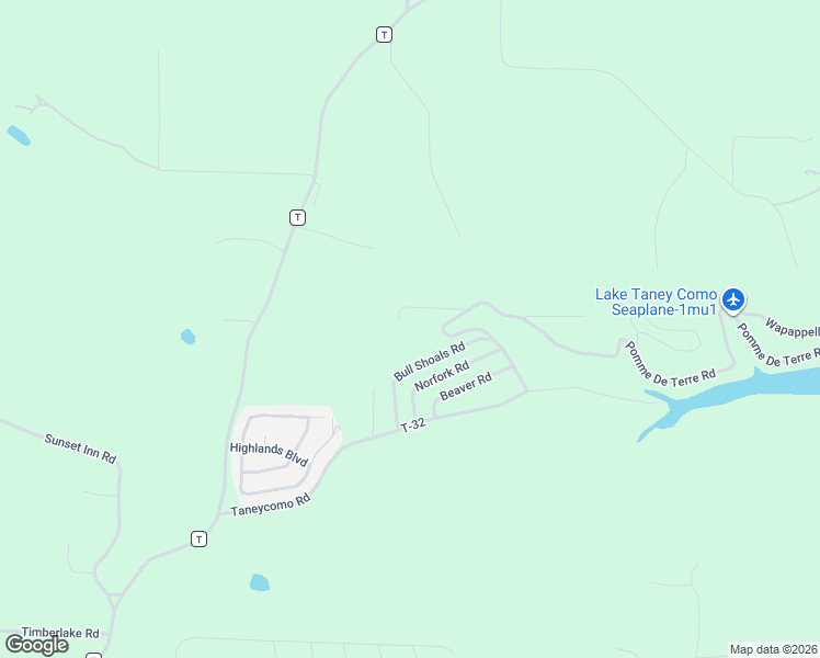 map of restaurants, bars, coffee shops, grocery stores, and more near Quichita Road in Branson