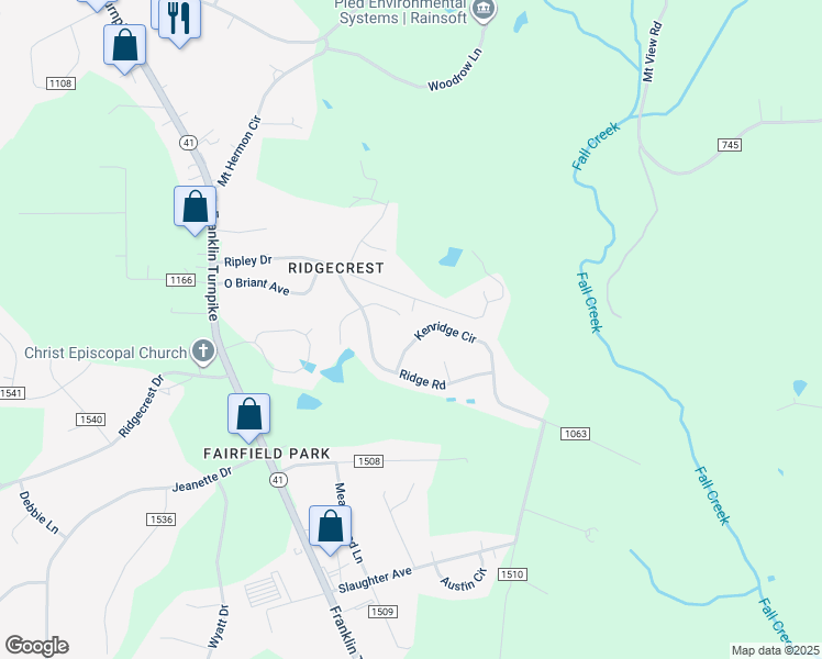 map of restaurants, bars, coffee shops, grocery stores, and more near 6033 Kenridge Circle in Danville