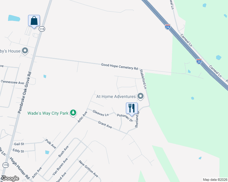 map of restaurants, bars, coffee shops, grocery stores, and more near 413 Filmore Road in Oak Grove