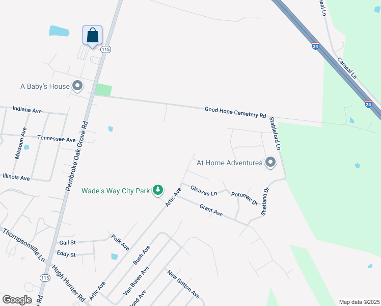 map of restaurants, bars, coffee shops, grocery stores, and more near 703 Artic Avenue in Oak Grove