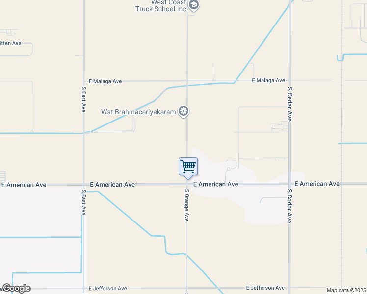 map of restaurants, bars, coffee shops, grocery stores, and more near 4655 South Orange Avenue in Fresno