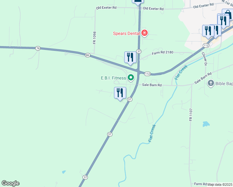 map of restaurants, bars, coffee shops, grocery stores, and more near Evergreen Drive in Cassville