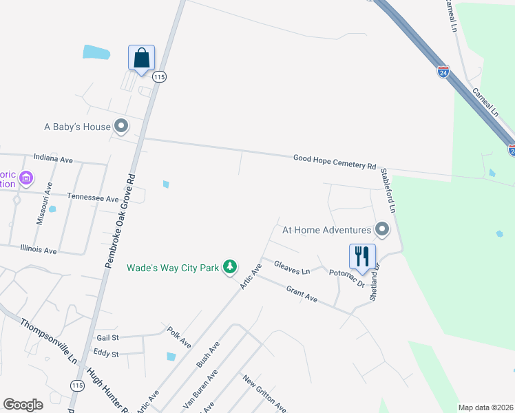 map of restaurants, bars, coffee shops, grocery stores, and more near 699 Artic Avenue in Oak Grove