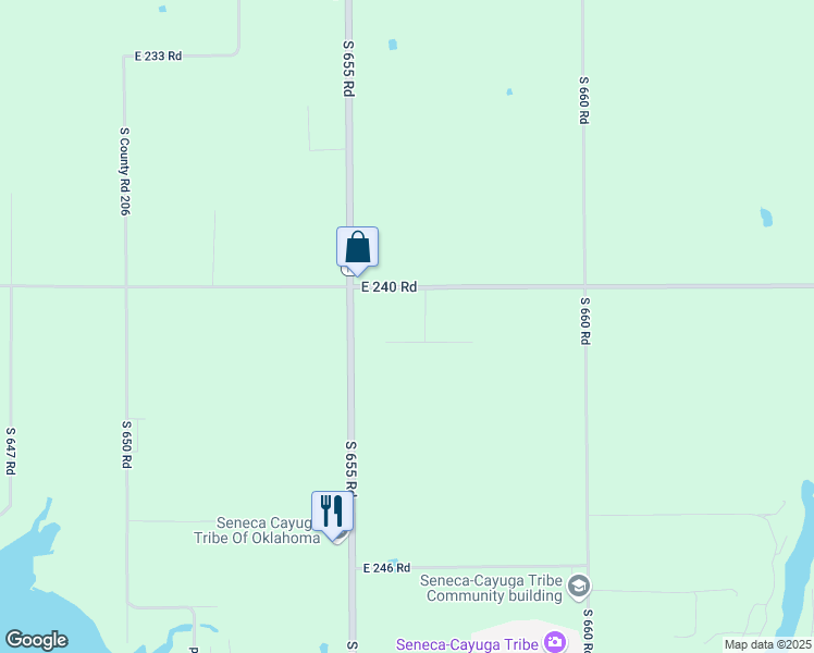 map of restaurants, bars, coffee shops, grocery stores, and more near 65640 East 241 Road in Grove