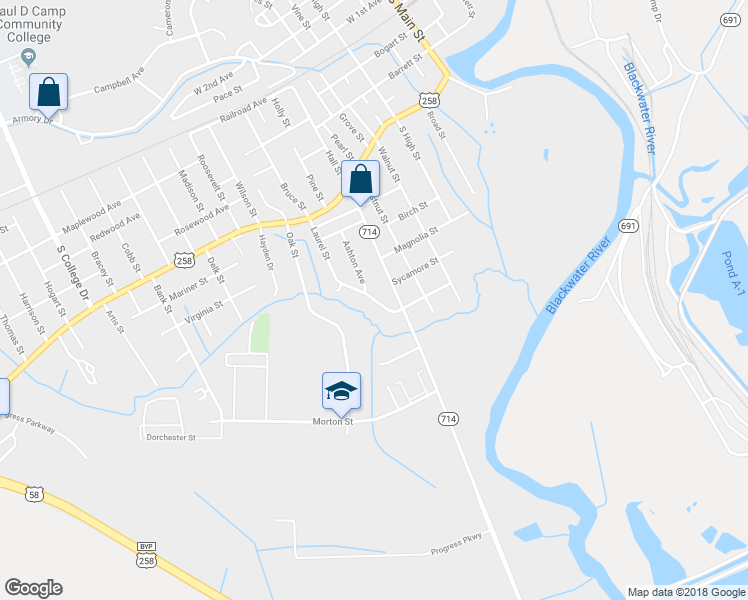 map of restaurants, bars, coffee shops, grocery stores, and more near 602 Laurel Street in Franklin