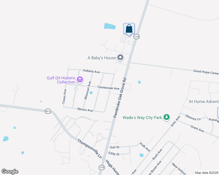 map of restaurants, bars, coffee shops, grocery stores, and more near 194-248 Oklahoma Ave in Oak Grove