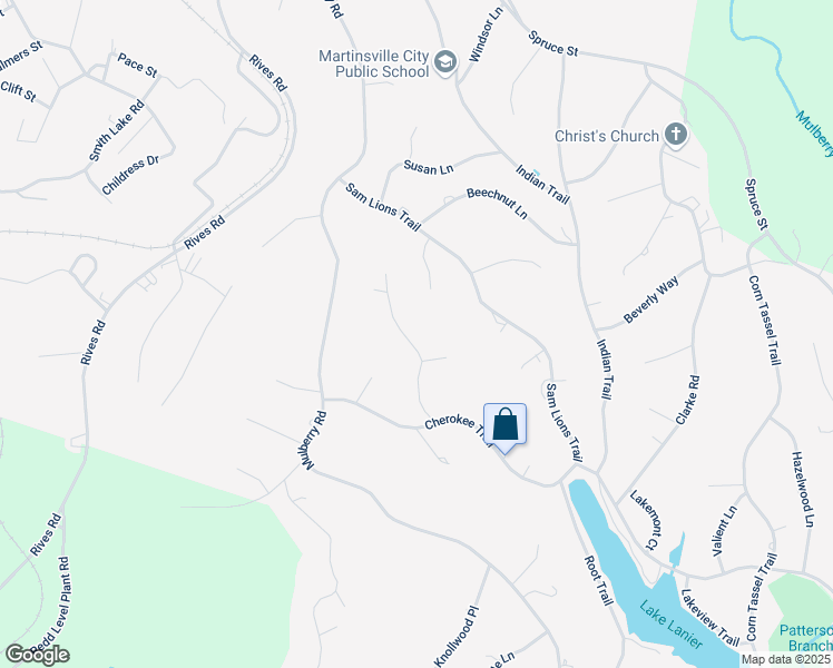 map of restaurants, bars, coffee shops, grocery stores, and more near 204 Arrowhead Trail in Martinsville