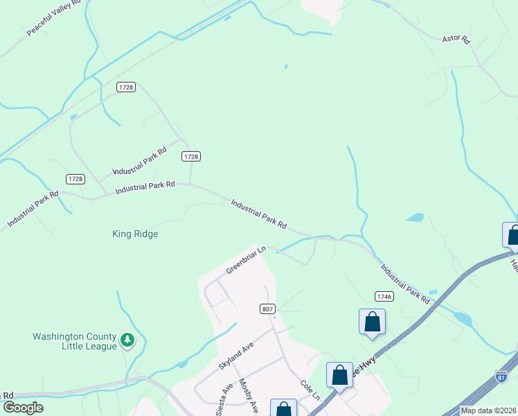 map of restaurants, bars, coffee shops, grocery stores, and more near 16003-16009 Industrial Park Road in Bristol