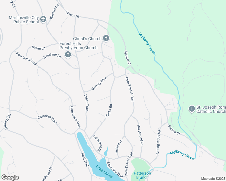 map of restaurants, bars, coffee shops, grocery stores, and more near 711 Clarke Road in Martinsville