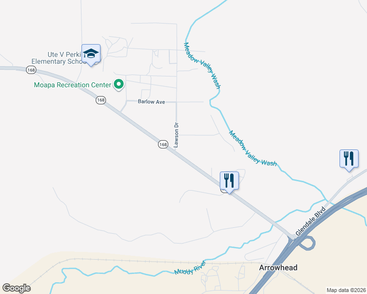 map of restaurants, bars, coffee shops, grocery stores, and more near 780 Lawson Drive in Moapa