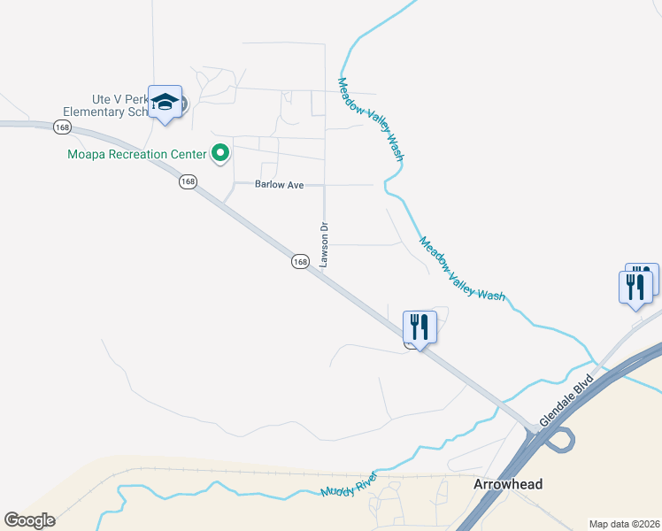 map of restaurants, bars, coffee shops, grocery stores, and more near 780 Lawson Drive in Moapa