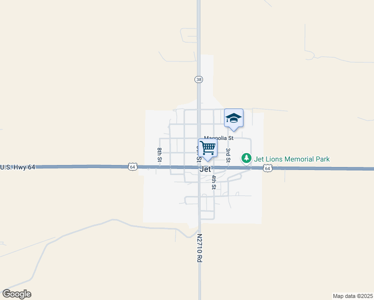 map of restaurants, bars, coffee shops, grocery stores, and more near 206 6th Street in Jet