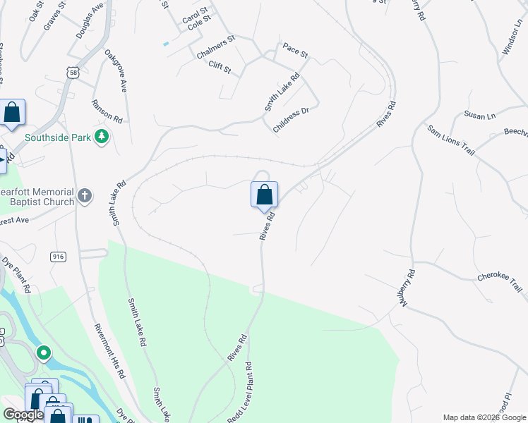 map of restaurants, bars, coffee shops, grocery stores, and more near 1128-1198 Rives Road in Martinsville