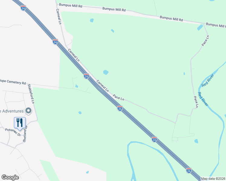 map of restaurants, bars, coffee shops, grocery stores, and more near 2080 Carneal Lane in Oak Grove