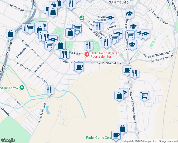 map of restaurants, bars, coffee shops, grocery stores, and more near 4 Calle Doctor Santiago Ramon y Cajal in Jerez de la Frontera