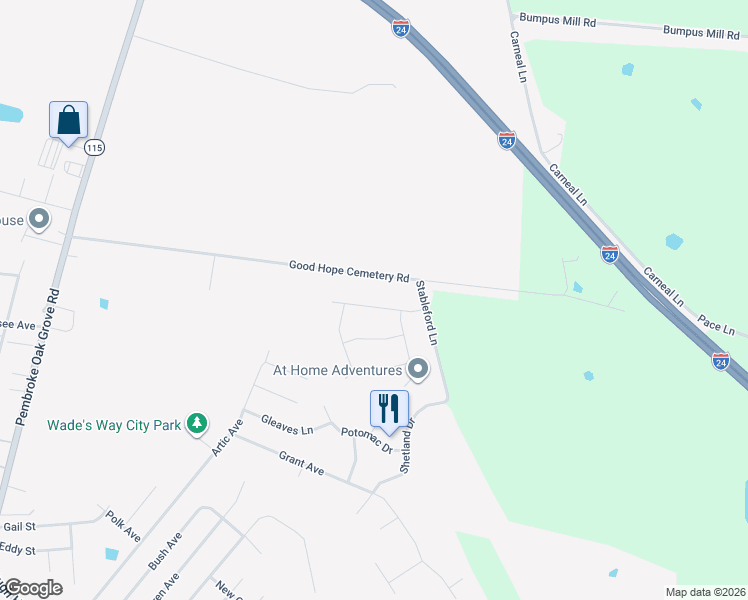map of restaurants, bars, coffee shops, grocery stores, and more near 614 Avondale Road in Oak Grove