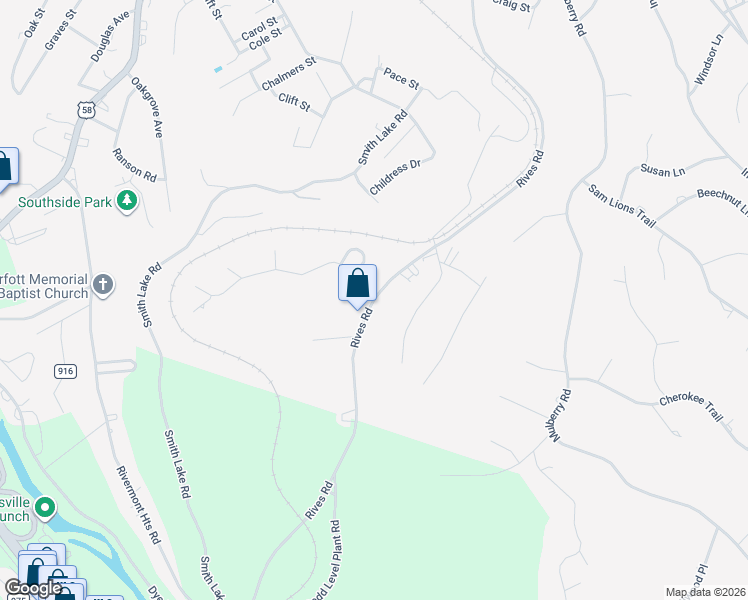 map of restaurants, bars, coffee shops, grocery stores, and more near 1128 Rives Road in Martinsville