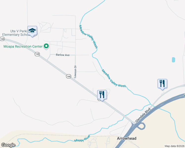 map of restaurants, bars, coffee shops, grocery stores, and more near 1751 Meadow Street in Moapa Valley