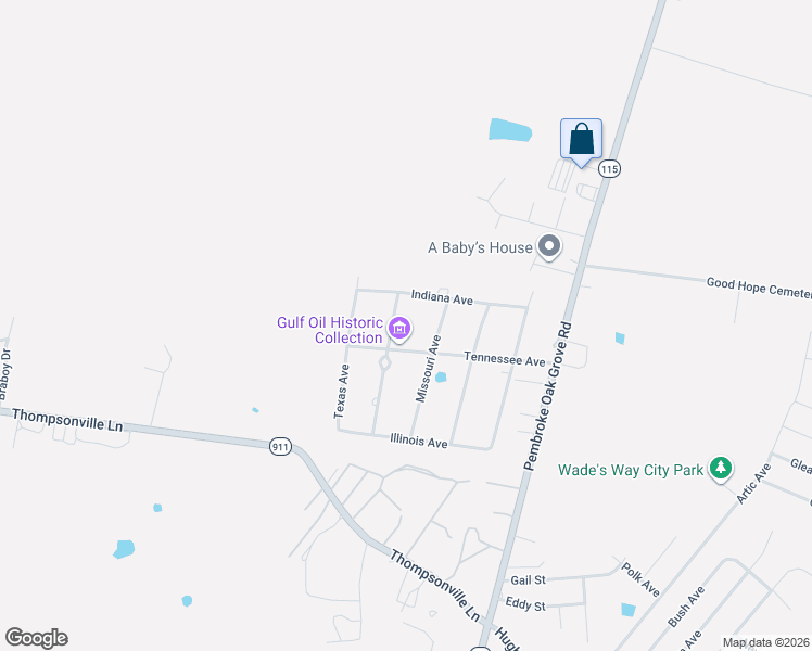 map of restaurants, bars, coffee shops, grocery stores, and more near 205 Missouri Avenue in Oak Grove