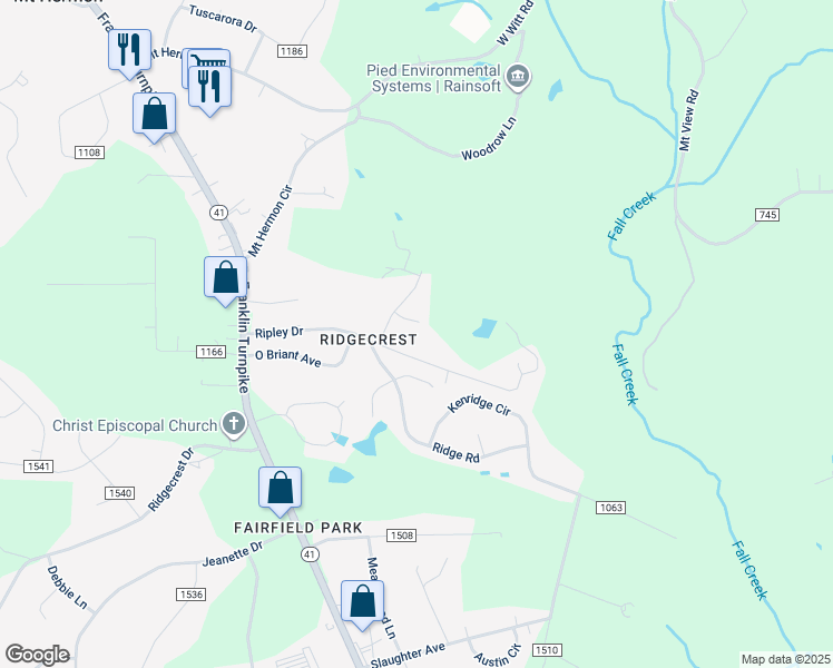 map of restaurants, bars, coffee shops, grocery stores, and more near 110 Ripley Place in Danville
