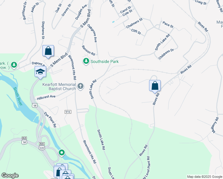 map of restaurants, bars, coffee shops, grocery stores, and more near 101 Elder Court in Martinsville