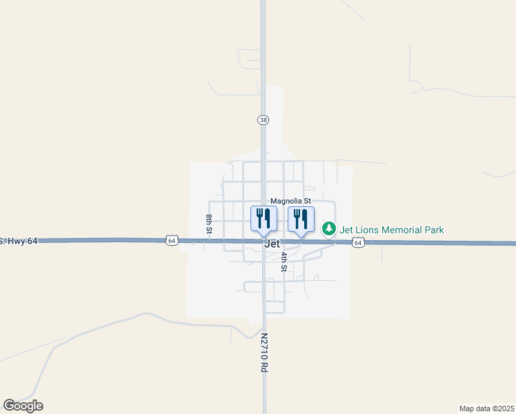map of restaurants, bars, coffee shops, grocery stores, and more near 206 6th Street in Jet