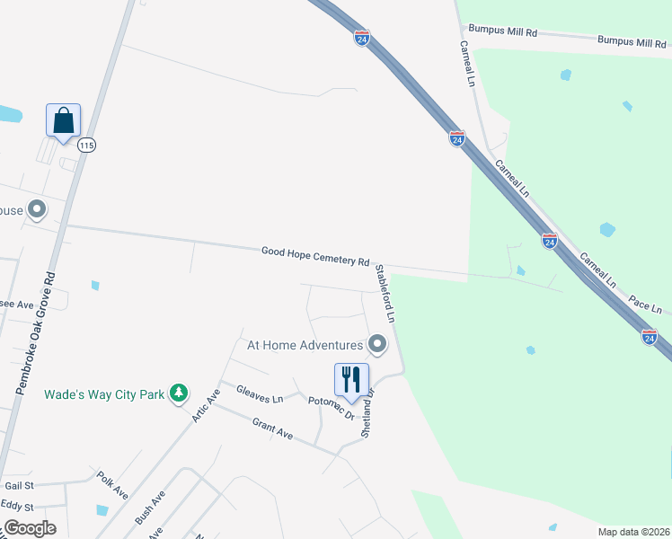 map of restaurants, bars, coffee shops, grocery stores, and more near 614 Avondale Road in Oak Grove