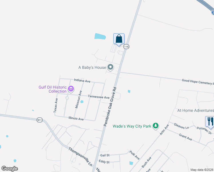 map of restaurants, bars, coffee shops, grocery stores, and more near 220 Arkansas Avenue in Oak Grove